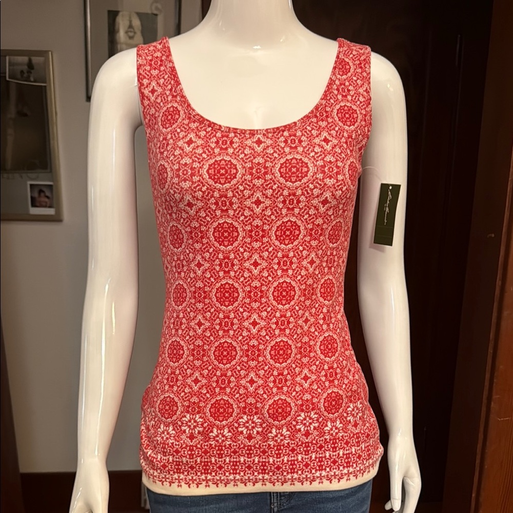 NWT Eddie Bauer size small Red Patterned Sleeveless Top